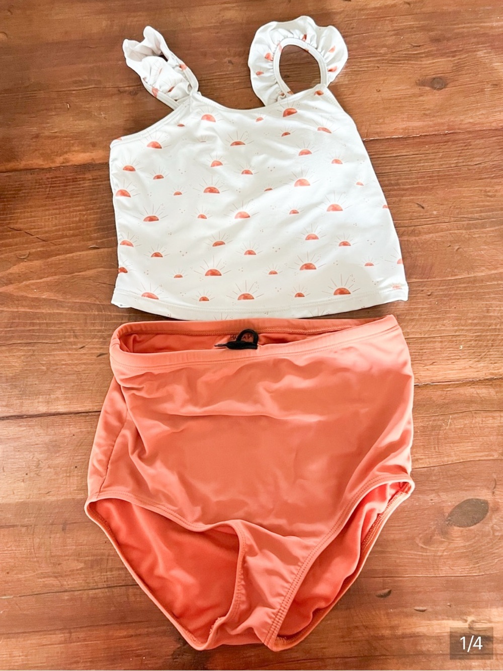 Janela Bay Girls Two Piece Swimsuit Size 10/11 Sun Print Tankini Swim Set